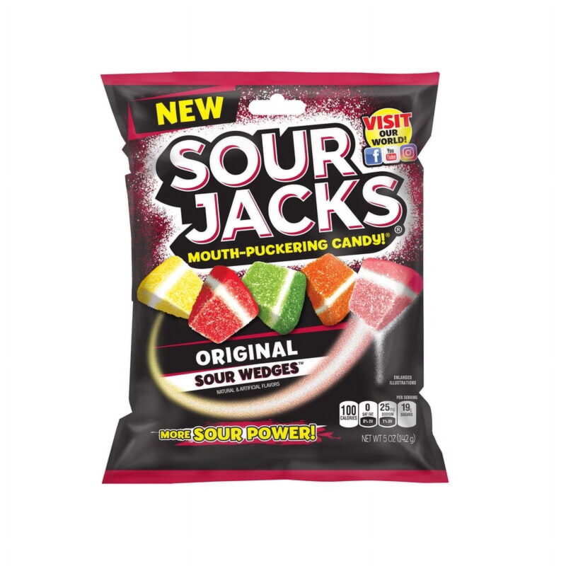 Sour Jacks Original Sour Wedges Gummy Candy-5 oz.-12/Case