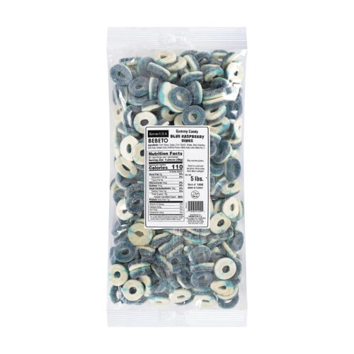 Kervan Gummy Blue Raspberry Rings 5 lb. - 4/Case