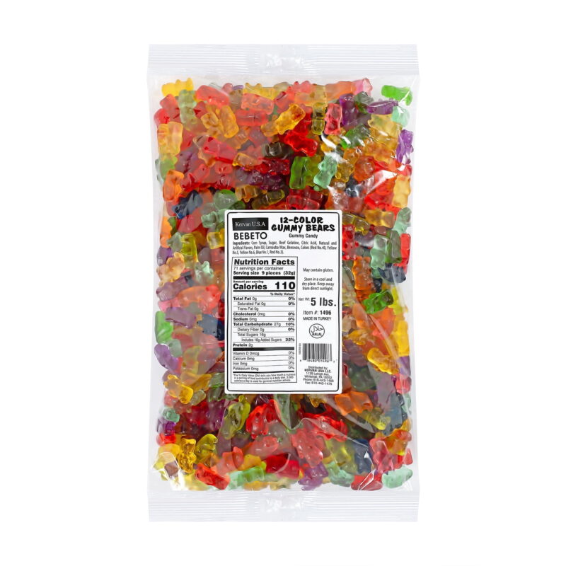 3673 Kervan Sour Gummy Bears 5 lb. - 4/Case