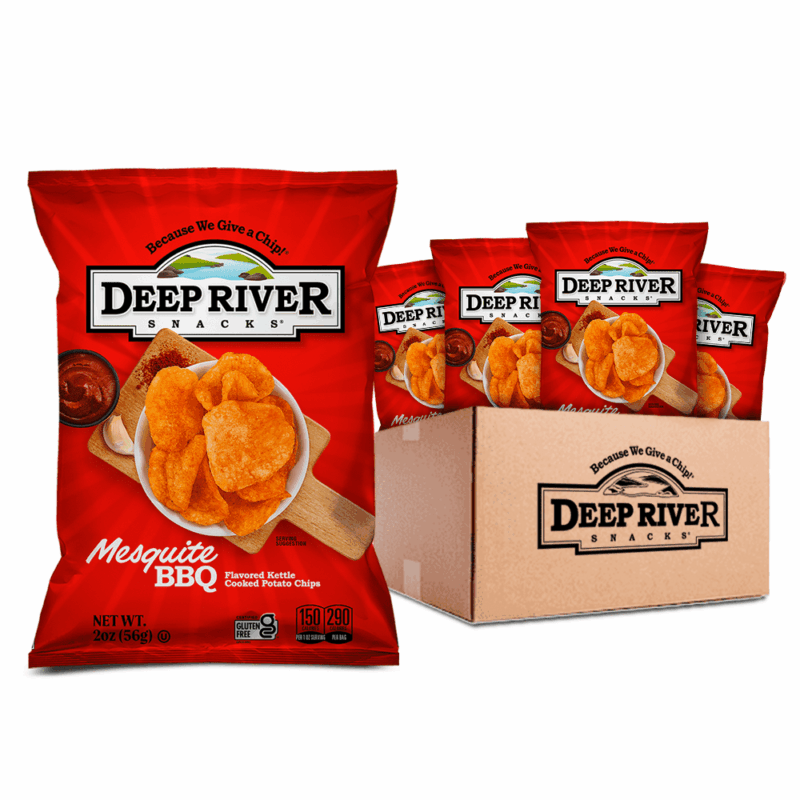 3685 Deep River Snacks Mesquite Bbq Kettle Potato Chips-2 oz.-24/Case