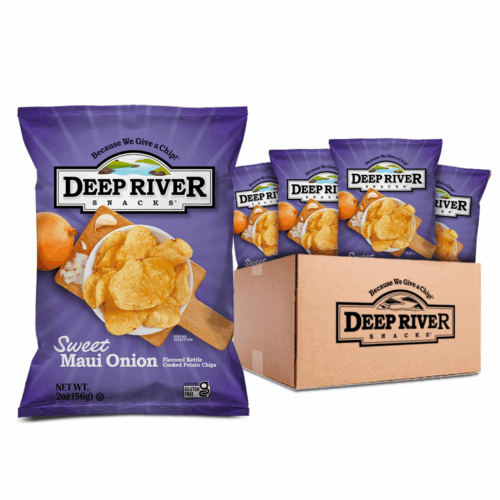 3692 Deep River Snacks Sweet Maui Onion Kettle Potato Chips-2 oz.-24/Case