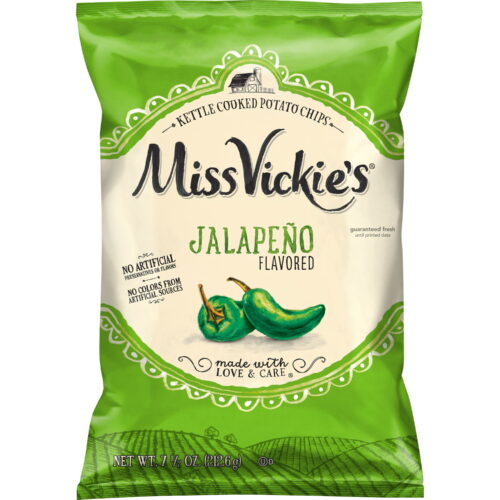 3733 Miss Vickie's Jalapeno Kettle Potato Chips 1.375 oz. - 64/Case