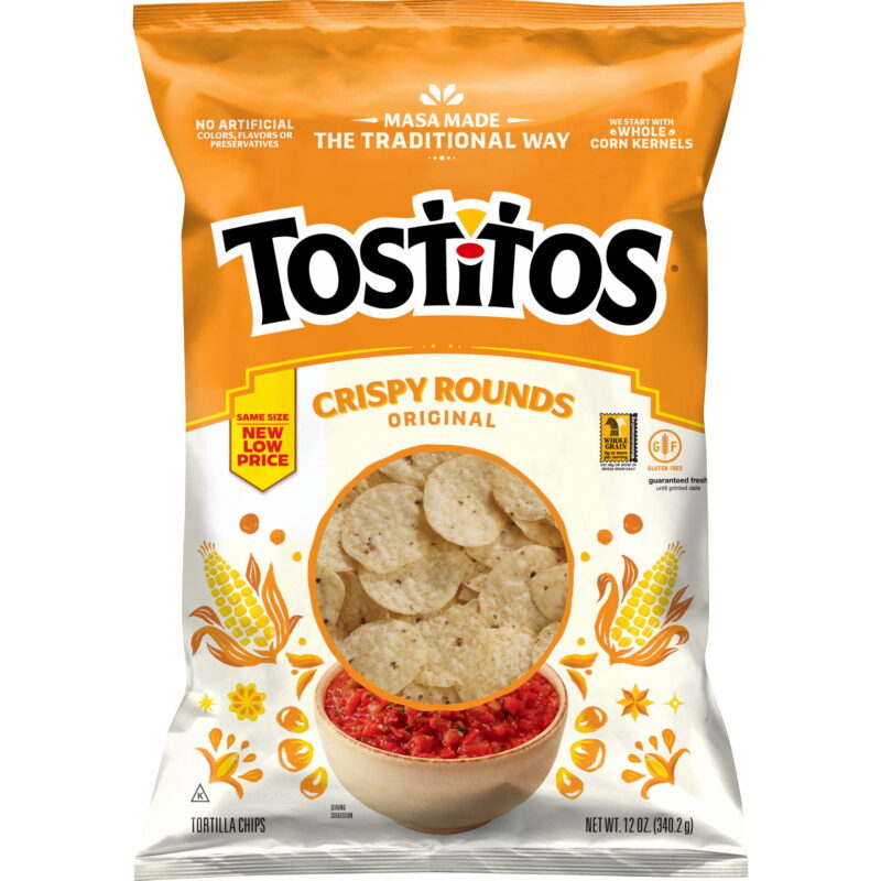 3744 Tostitos Crispy Rounds Tortilla Chips 3 oz. - 28/Case