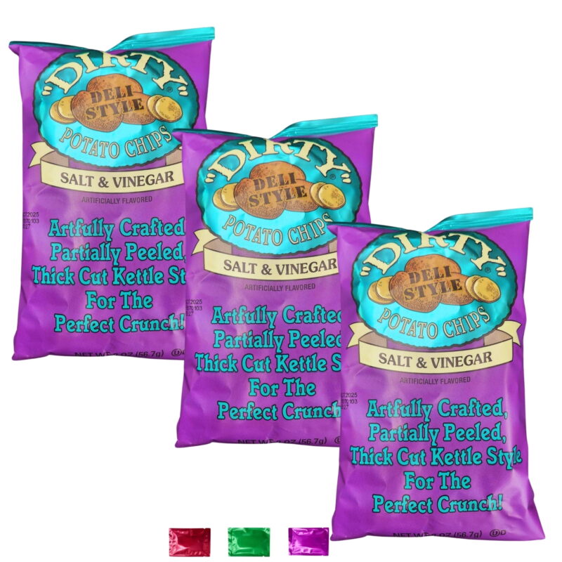3757 Dirty Potato Chips Salt and Vinegar Potato Chips 2 oz. - 25/Case