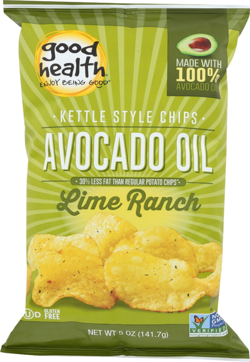 3782 Good Health Avocado Oil Lime Ranch Kettle Chips 1 oz. - 30/Case