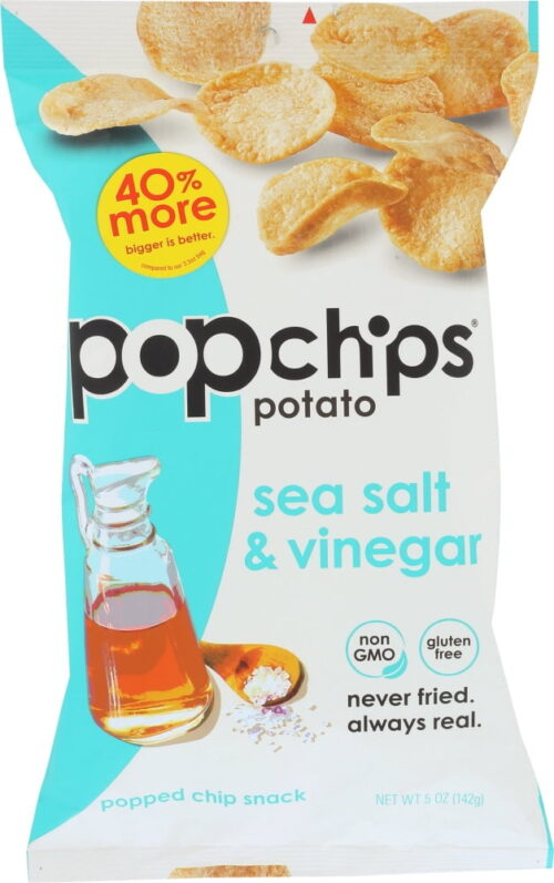 Popchips Sea Salt & Vinegar Popped Potato Chips-5 oz.-12/Case