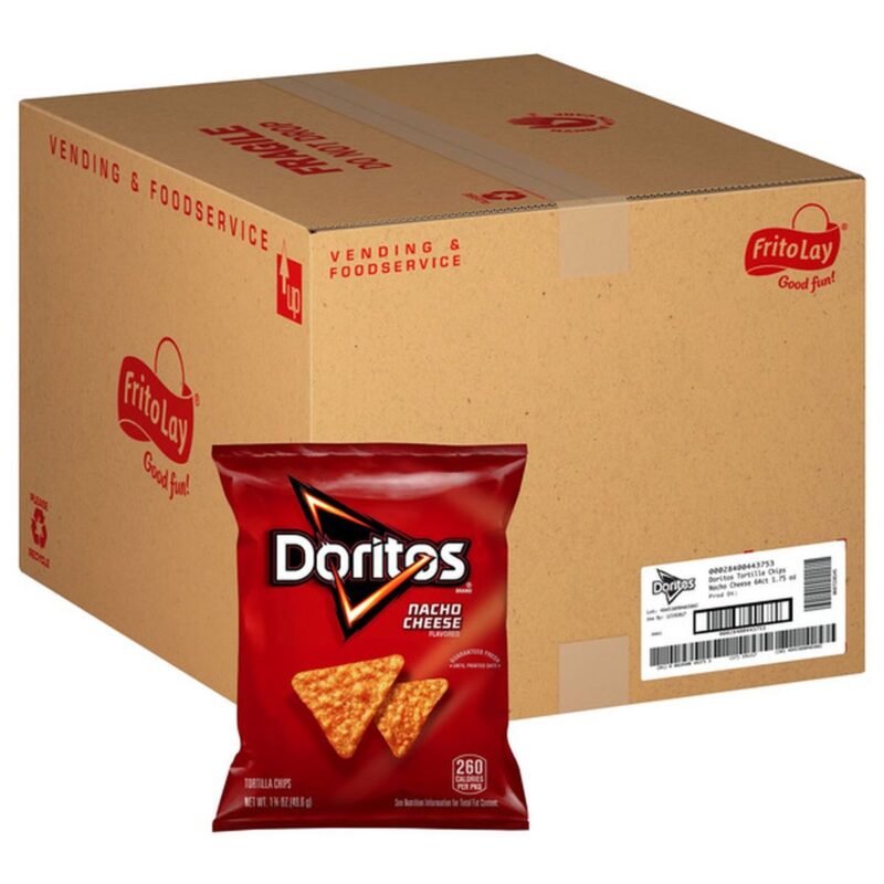 Frito-Lay Doritos Tortilla Chips, Nacho Cheese, 1.75 oz, 64 ct (Case)