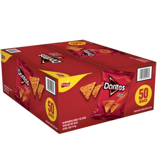 Frito-Lay Doritos Tortilla Chips, Nacho Cheese, 1 oz, 50 ct Frito-Lay Doritos Tortilla Chips, Nacho Cheese, 1 oz, 50 ct (Case)