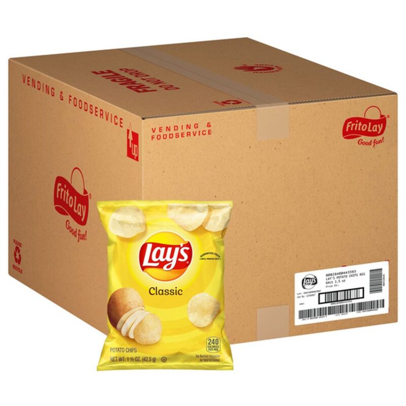 Frito-Lay Lay's Potato Chips, Classic, 1.5 oz, 64 ct (Case)