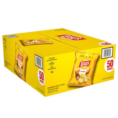 Lay's Potato Chips, Classic, 1 oz, 50 ct (Case)