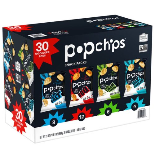 Popchips Potato Chips Snack Packs, Variety Pack, 0.8 oz, 30 ct Popchips Potato Chips Snack Packs, Variety Pack, 0.8 oz, 30 ct (Case)