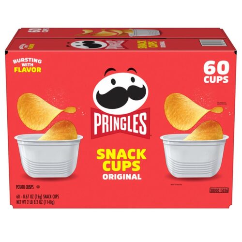Pringles Potato Crisps Snack Stack Cups, Original, 0.67 oz, 60 ct (Case)
